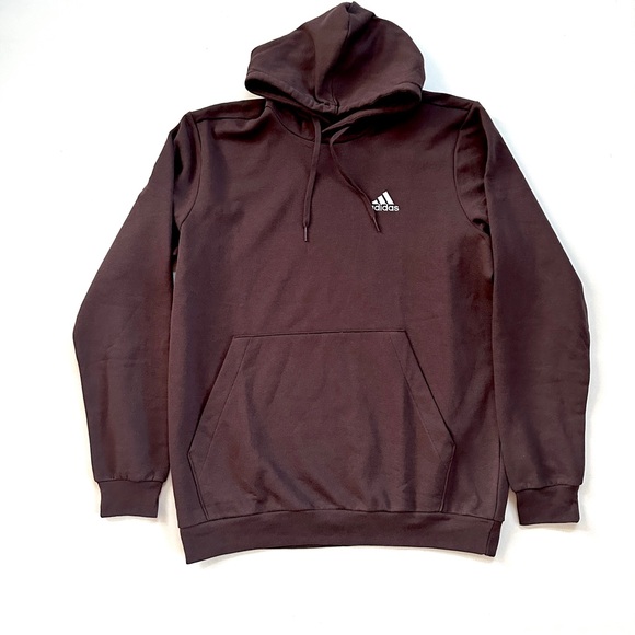 ADIDAS MEN FEEL COZY PULLOVER HOODIE SWEATSHIRT SHADOW(chocolate)BROWN NWT SzXLT - Picture 2 of 12